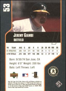 2002 Upper Deck 40-Man #53 Jeremy Giambi Back