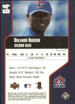 2002 Upper Deck 40-Man #64 Orlando Hudson Back