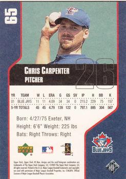 2002 Upper Deck 40-Man #65 Chris Carpenter Back