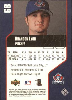 2002 Upper Deck 40-Man #68 Brandon Lyon Back