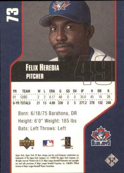 2002 Upper Deck 40-Man #73 Felix Heredia Back