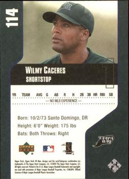 2002 Upper Deck 40-Man #114 Wilmy Caceres Back