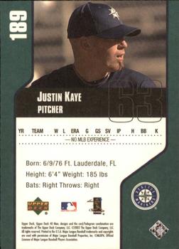 2002 Upper Deck 40-Man #189 Justin Kaye Back