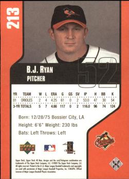 2002 Upper Deck 40-Man #213 B.J. Ryan Back