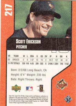 2002 Upper Deck 40-Man #217 Scott Erickson Back