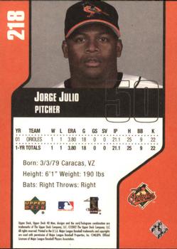 2002 Upper Deck 40-Man #218 Jorge Julio Back