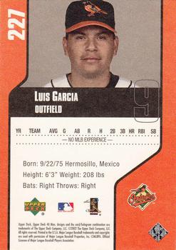 2002 Upper Deck 40-Man #227 Luis Garcia Back