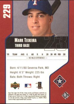 2002 Upper Deck 40-Man #229 Mark Teixeira Back