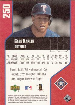 2002 Upper Deck 40-Man #250 Gabe Kapler Back