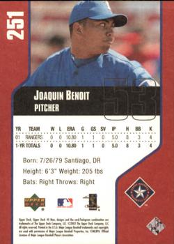 2002 Upper Deck 40-Man #251 Joaquin Benoit Back