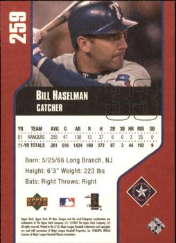 2002 Upper Deck 40-Man #259 Bill Haselman Back
