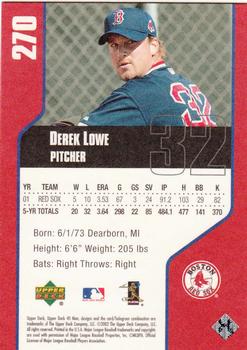 2002 Upper Deck 40-Man #270 Derek Lowe Back