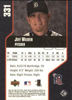 2002 Upper Deck 40-Man #331 Jeff Weaver Back