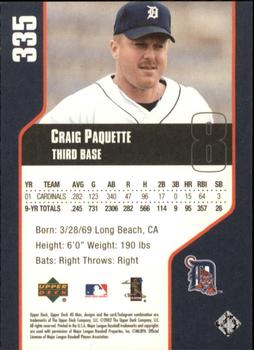 2002 Upper Deck 40-Man #335 Craig Paquette Back