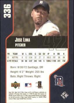 2002 Upper Deck 40-Man #336 Jose Lima Back