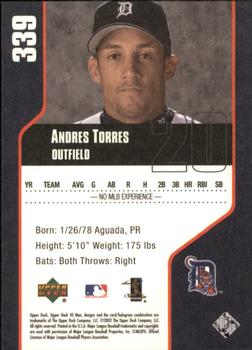 2002 Upper Deck 40-Man #339 Andres Torres Back