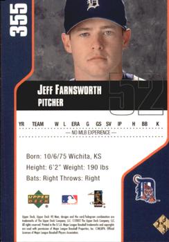 2002 Upper Deck 40-Man #355 Jeff Farnsworth Back