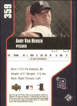 2002 Upper Deck 40-Man #359 Andy Van Hekken Back