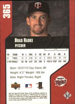 2002 Upper Deck 40-Man #365 Brad Radke Back