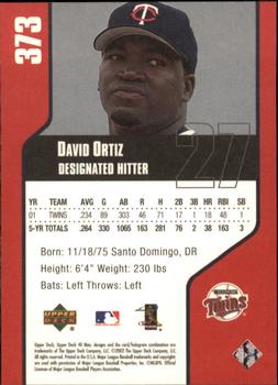 2002 Upper Deck 40-Man #373 David Ortiz Back