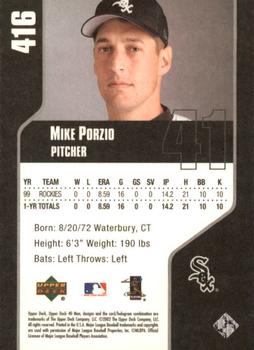 2002 Upper Deck 40-Man #416 Mike Porzio Back