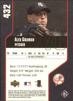 2002 Upper Deck 40-Man #432 Alex Graman Back