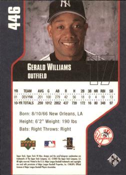 2002 Upper Deck 40-Man #446 Gerald Williams Back