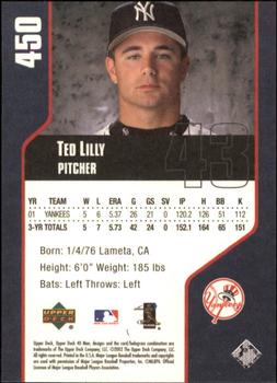2002 Upper Deck 40-Man #450 Ted Lilly Back