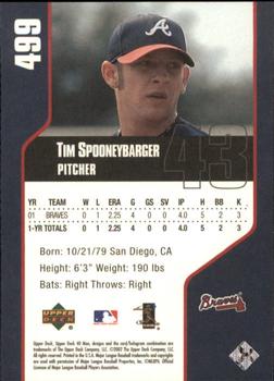 2002 Upper Deck 40-Man #499 Tim Spooneybarger Back