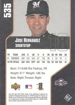 2002 Upper Deck 40-Man #535 Jose Hernandez Back