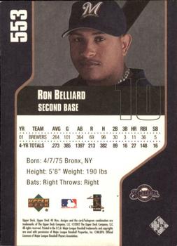 2002 Upper Deck 40-Man #553 Ron Belliard Back