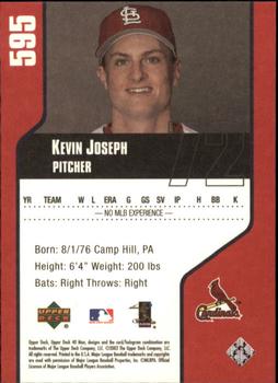 2002 Upper Deck 40-Man #595 Kevin Joseph Back