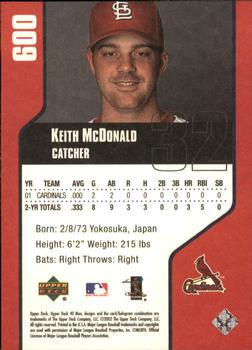 2002 Upper Deck 40-Man #600 Keith McDonald Back
