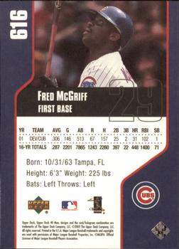 2002 Upper Deck 40-Man #616 Fred McGriff Back