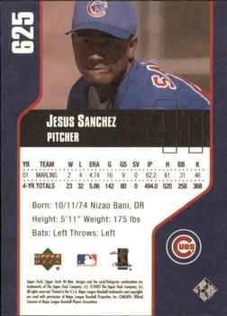 2002 Upper Deck 40-Man #625 Jesus Sanchez Back