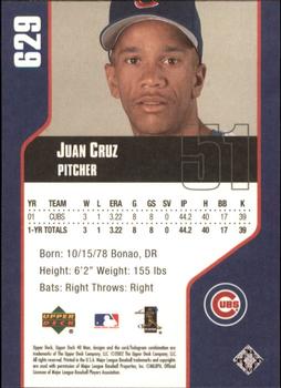 2002 Upper Deck 40-Man #629 Juan Cruz Back