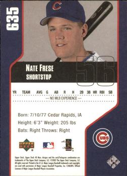 2002 Upper Deck 40-Man #635 Nate Frese Back
