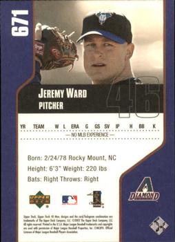 2002 Upper Deck 40-Man #671 Jeremy Ward Back