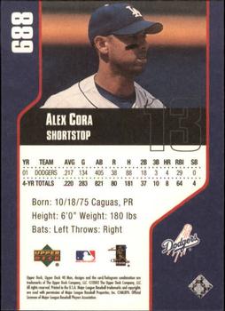 2002 Upper Deck 40-Man #688 Alex Cora Back
