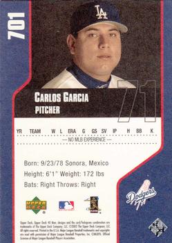 2002 Upper Deck 40-Man #701 Carlos Garcia Back