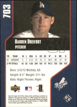 2002 Upper Deck 40-Man #703 Darren Dreifort Back