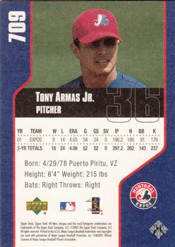 2002 Upper Deck 40-Man #709 Tony Armas Jr. Back