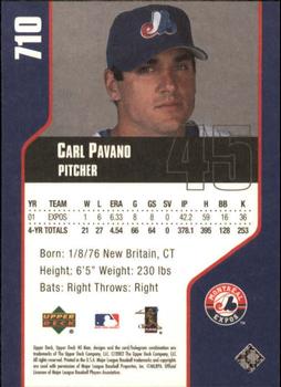 2002 Upper Deck 40-Man #710 Carl Pavano Back