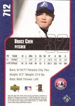 2002 Upper Deck 40-Man #712 Bruce Chen Back