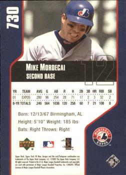 2002 Upper Deck 40-Man #730 Mike Mordecai Back