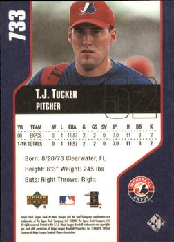 2002 Upper Deck 40-Man #733 T.J. Tucker Back
