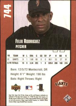 2002 Upper Deck 40-Man #744 Felix Rodriguez Back