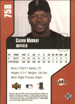 2002 Upper Deck 40-Man #758 Calvin Murray Back