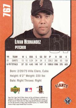 2002 Upper Deck 40-Man #767 Livan Hernandez Back