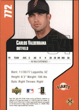 2002 Upper Deck 40-Man #772 Carlos Valderrama Back